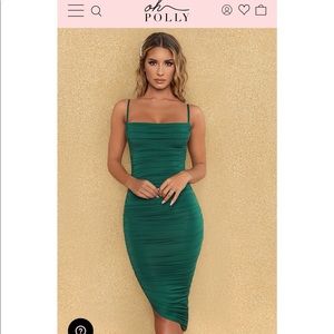 NEW Oh Polly Ruched Bodycon Midi Dress
